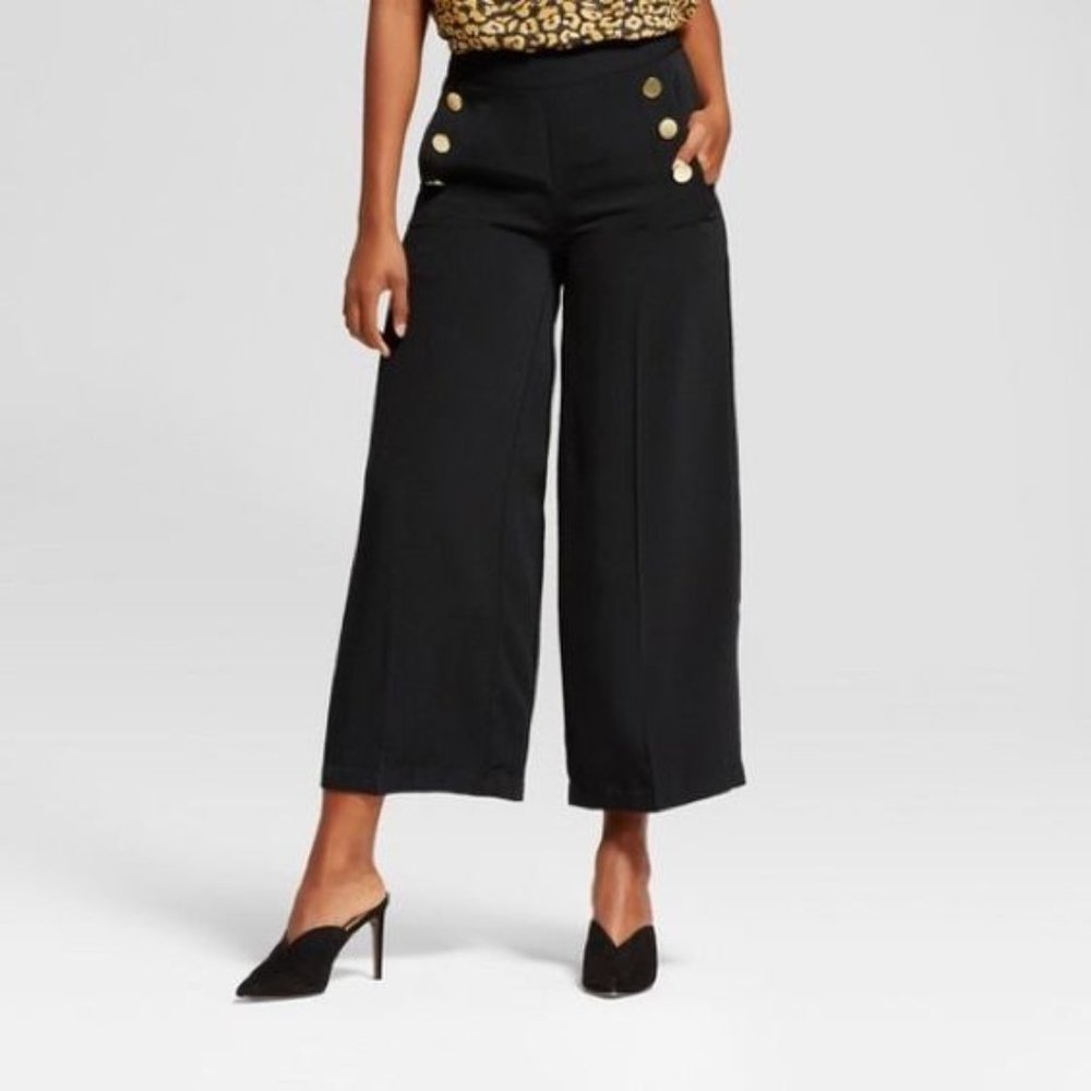 Wide Leg Pant with Gold Sailor Buttons